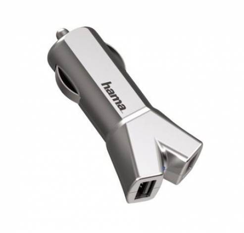Alu Dual-USB Autolader 3.4A Zilver  Hama