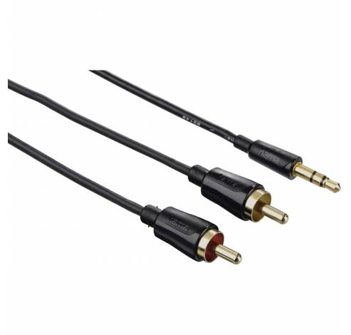 Audiokabel, 3,5 mm jack-stekker stereo - 2x cinch-stekker, 1,5 m, zwart  Hama