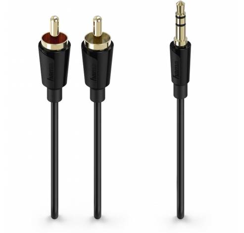 Audiokabel, 3,5 mm jack-stekker stereo - 2x cinch-stekker, 1,5 m, zwart  Hama
