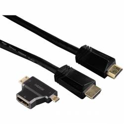 Hama HDMI kabel 1.5m + 2-in-1 adapter 