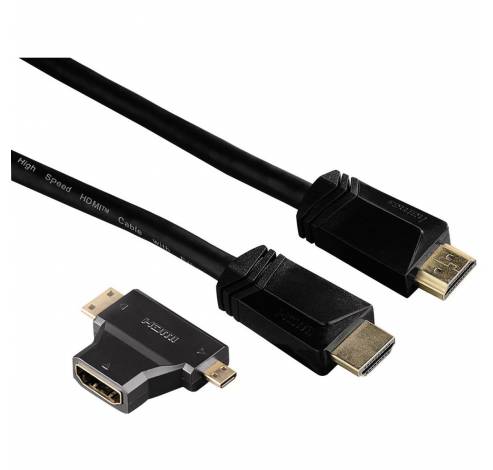 HDMI kabel 1.5m + 2-in-1 adapter  Hama
