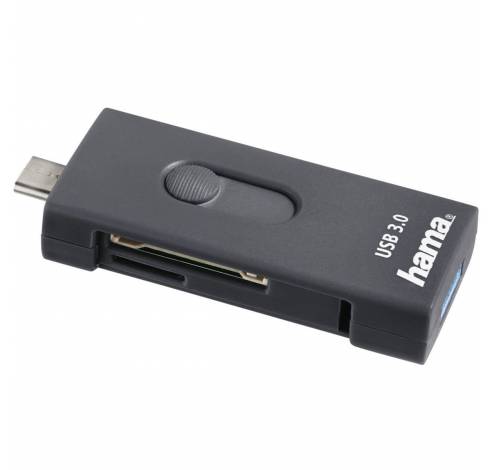 USB-3.1-Type-C + USB-3.0-Type-A-OTG-kaartlezer, SD/microSD, grijs  Hama