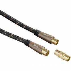 Hama Câble d'antenne, coax mâle - coax femelle, métal, plaqué or, 1,5 m, 120 dB 