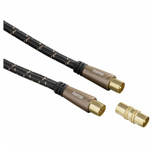 Câble d'antenne, coax mâle - coax femelle, métal, plaqué or, 1,5 m, 120 dB  Hama