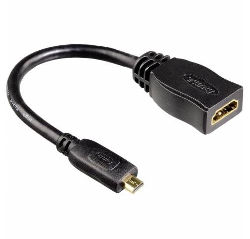 Adaptateur HDMI™, fiche mâle D (micro)-fiche femelle A, Ethernet, plaqué or  Hama