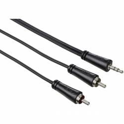Hama Câble audio, jack mâle 3,5mm - 2 RCA mâles, stéréo, 1,5m, Noir 