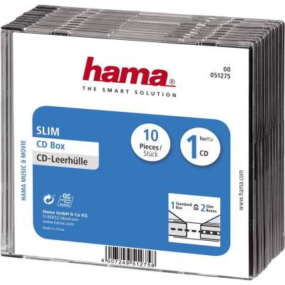 CD Doosje Slim 10-pack Transparant/Black  Hama