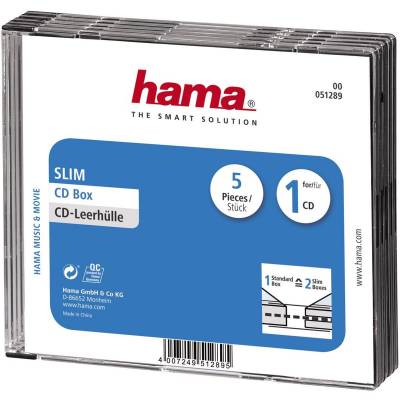 CD Box Slim 5-pack Transparant/Black  Hama