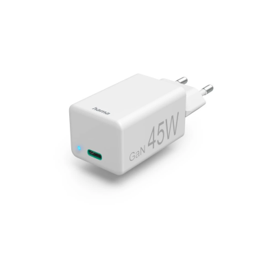 Chargeur Rapide USB-C PD/Qualcomm®/GaN Mini Chargeur 45W Blanc  Hama