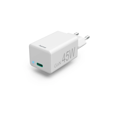 Snellader USB-C PD/Qualcomm®/GaN mini-oplader 45 W wit  Hama