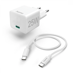 Chargeur rapide USB-C 25W blanc avec câble de charge 25W 1,5m blanc Hama