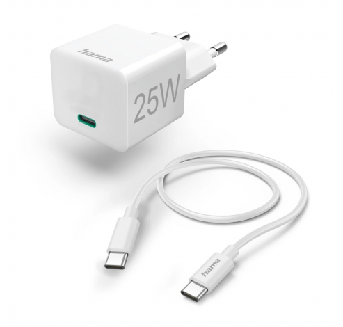 Chargeur rapide USB-C 25W blanc avec câble de charge 25W 1,5m blanc  Hama