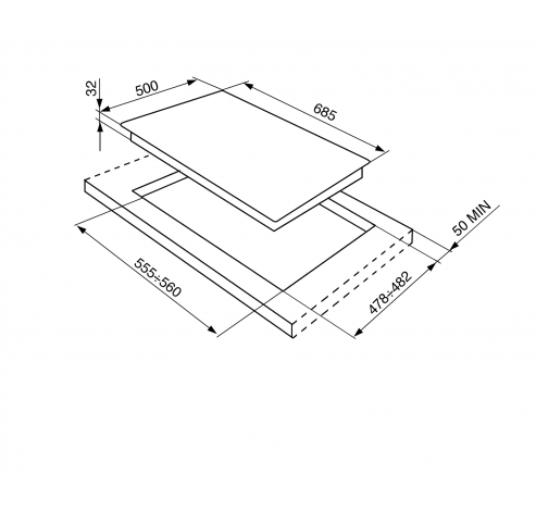 Victoria kookplaat gas 70/75cm SR975NGH  Smeg