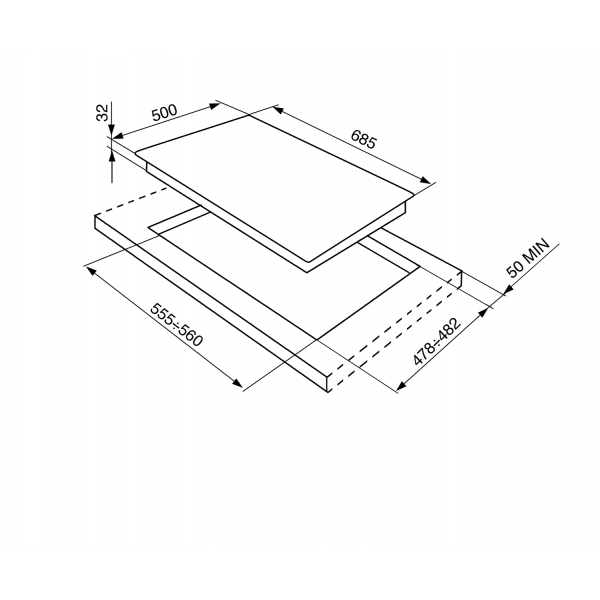 Victoria kookplaat gas 70/75cm SR975NGH 