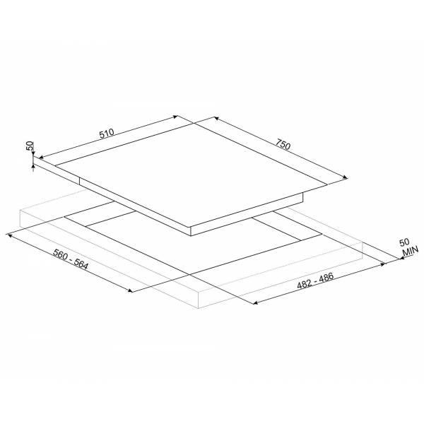 Classici kookplaat gas 70/75cm PV375CN Smeg