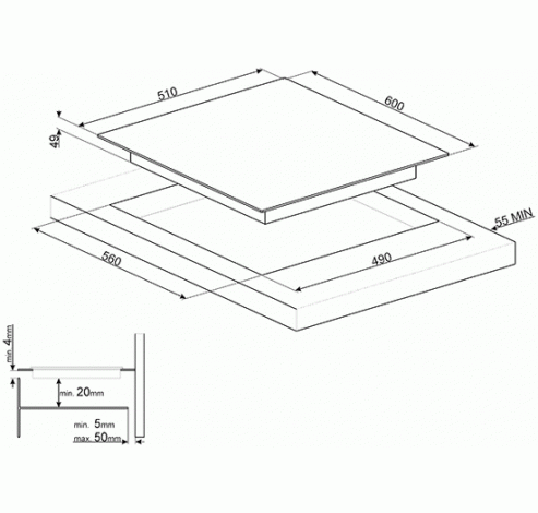 Universeel kookplaat inductie 60cm SI7643B  Smeg