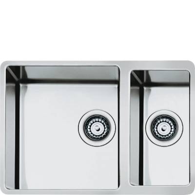 Spoelbak onderbouw - 60 cm - 1 bak + 1/2 - radius 15 mm - inox 