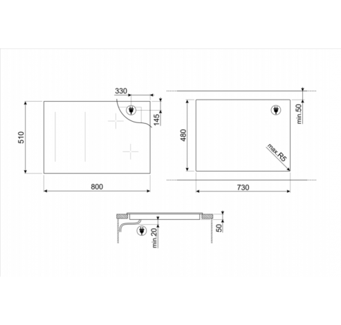 Universeel kookplaat inductie 80cm SIM3844D  Smeg