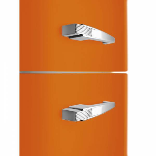 Jaren '50 Koelkast/diepvriezer 234L+97L scharnieren rechts oranje 