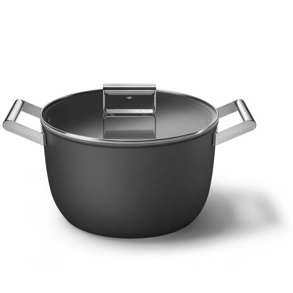 Smeg Kookpot met glazen deksel 26 cm zwart