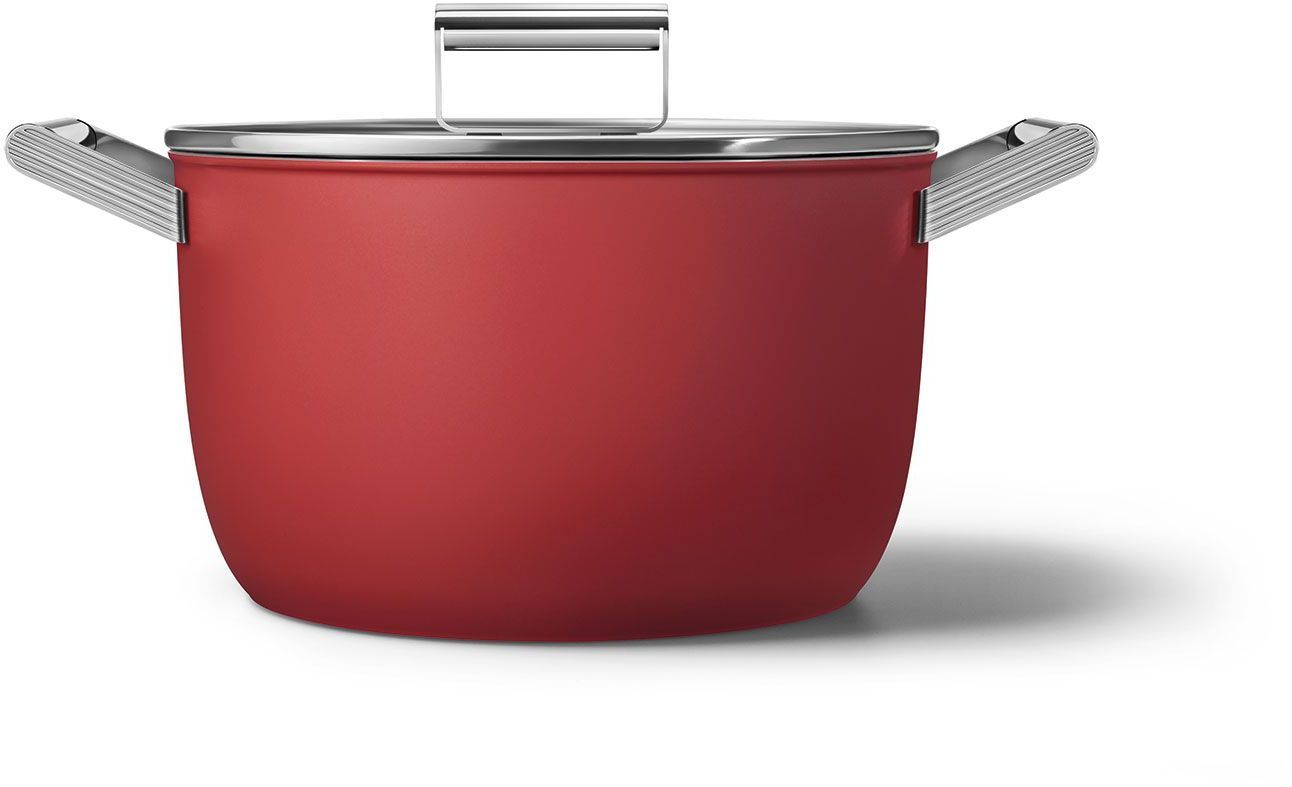 Kookpotten Smeg Kookpot met glazen 26 cm rood | Elektromic Geel - Herentals -