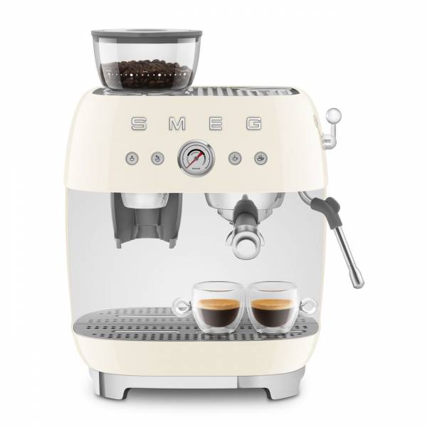 Espresso koffiemachine met geïntegreerde molen - crème 