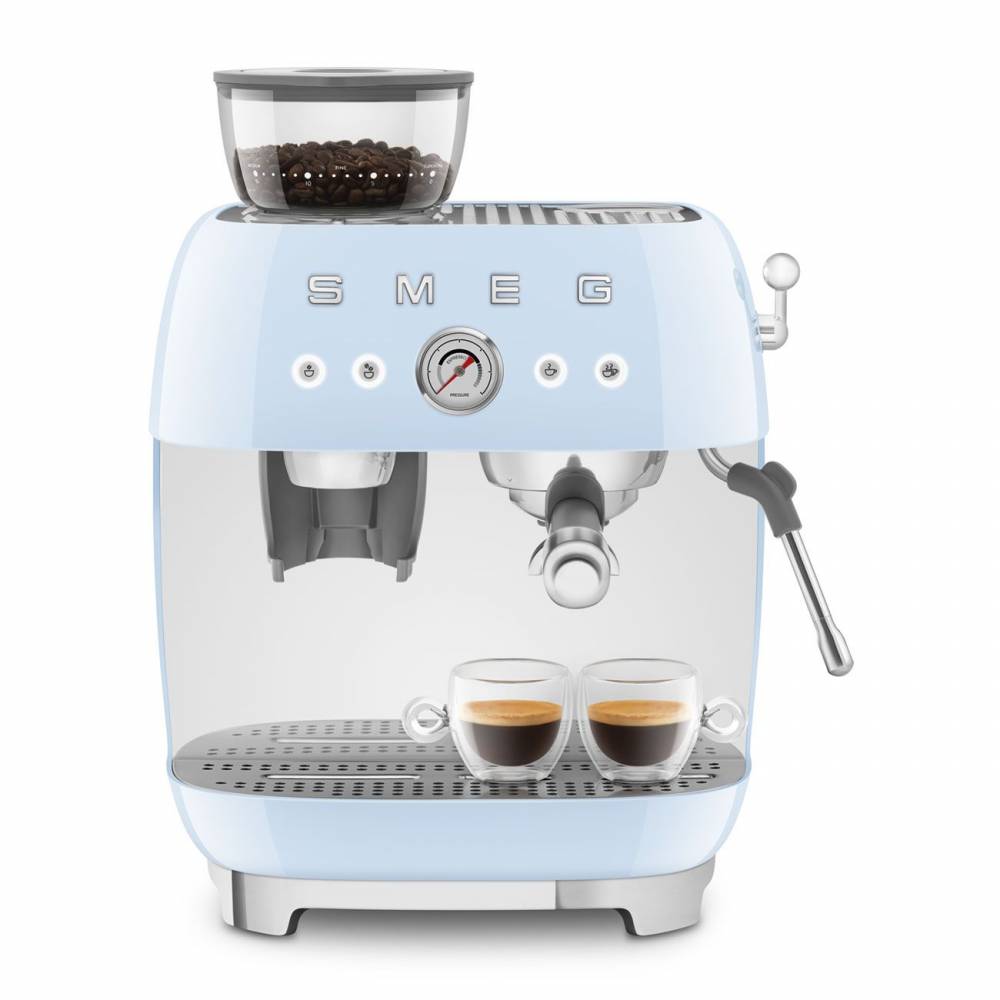 Smeg Espressomachine Espresso koffiemachine met geïntegreerde molen - pastelblauw