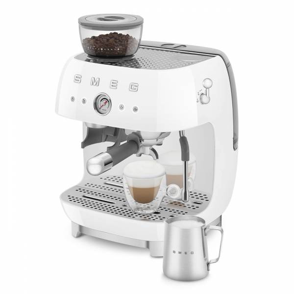 Espresso koffiemachine met geïntegreerde molen - wit Smeg
