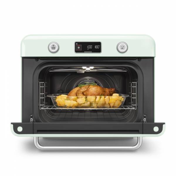 Vrijstaande combi stoomoven - 30L - 3 kookniveau's - 30 voorgeprogrameerde recepten - Pastelgroen 