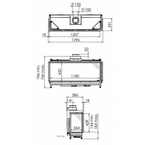 Global 120 Corner BF Ceraglass, Propaan  Dru