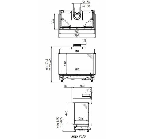 Lugo 70/3 Module Eco Wave Ceraglass, Alu-wit, Aardgas  Dru