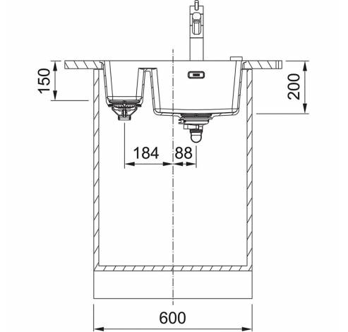 Maris - Vlakbouw/onderbouwspoeltafel / 560 x 440 mm / 2 bakken / Grote bak rechts / Metaal Wit  Franke