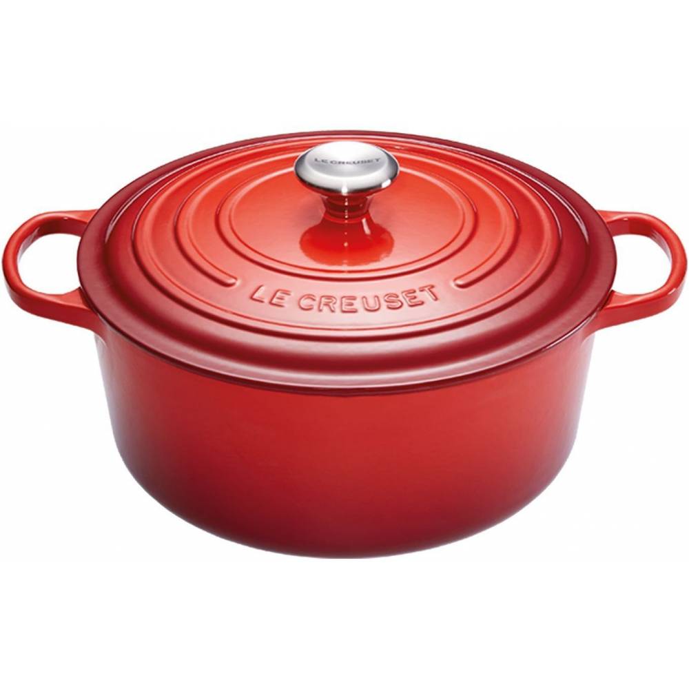 Le Creuset Kookpotten Gietijzeren Ronde cocotte 22cm 3,3L Kersenrood