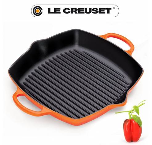 Gril carré profond en fonte émaillée 30cm Volcanique  Le Creuset