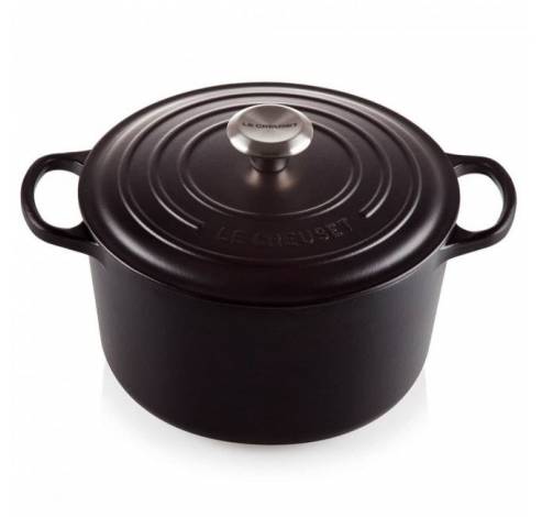 Stoofpan Rond Hoog in Geëmailleerd Gietijzer 24cm 5L Mat Zwart  Le Creuset