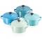 Mini Stoofpannen Set van 4 Metallics Blauw in Aardewerk 10cm 0,25l 