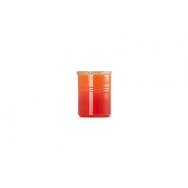 Voorraadpot M in Aardewerk met Houten Deksel 10cm 0,54L Oranjerood 