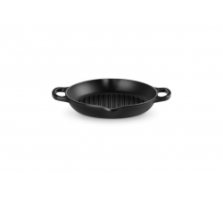 Grillplaat Rond Hoog in Geëmailleerd Gietijzer 25cm Mat Zwart Le Creuset