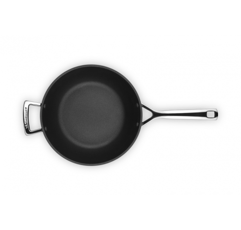 Poêle Wok Anti-Adhérente Les Forgées avec Poignée d'Assistance 26cm 3,4l Noir  Le Creuset