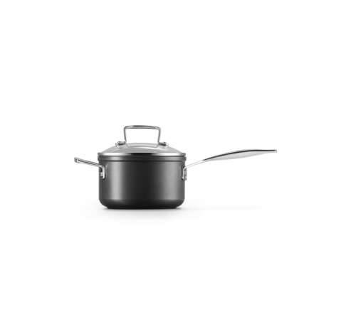 Steelpan met 4x Sterkere Anti-Aanbaklaag en Glazen Deksel en Extra Handvat 16cm 1,9l Zwart  Le Creuset