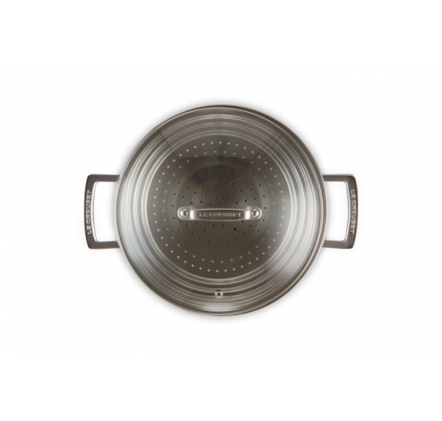 Grand cuit-vapeur adaptable Inox Classique avec couvercle en verre 24cm  Le Creuset