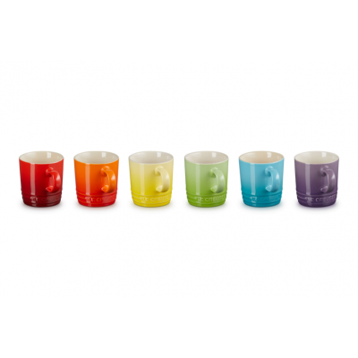 Espressotasjes Rainbow Set van 6 in Aardewerk 0,1l  Le Creuset
