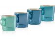 Set de 4 mugs camaïeu de bleus Metallics en céramique 0,35l