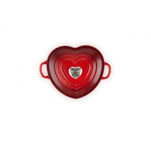 Cocotte Cœur en fonte émaillée avec bouton cœur 20cm 1.9L Rouge cerise  Le Creuset