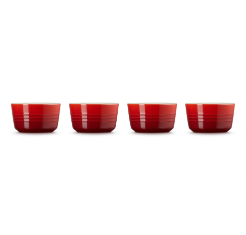 Ramekins Set van 4 in Aardewerk 8cm 0,1l Kersenrood  Le Creuset