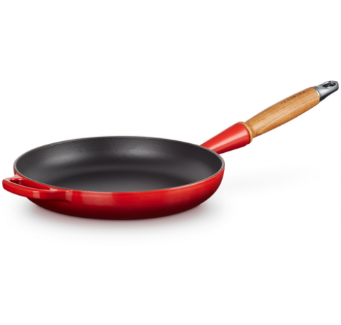 Poêle Signature en fonte émaillée avec manche en bois 28cm 2,6l Cerise  Le Creuset