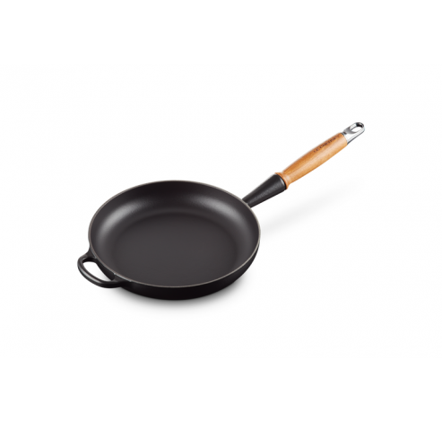 Poêle Signature en fonte émaillée avec manche en bois 24cm 1,6l Noir Mat  Le Creuset