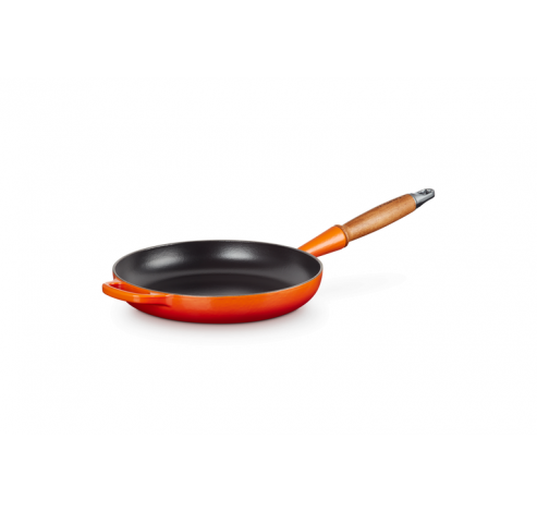 Poêle Signature en fonte émaillée avec manche en bois 24cm 1,6l Volcanique  Le Creuset