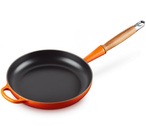 Poêle Signature en fonte émaillée avec manche en bois 24cm 1,6l Volcanique  Le Creuset