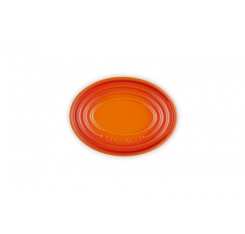 Porte Cuillère Ovale en Faïence Orange Rouge  Le Creuset